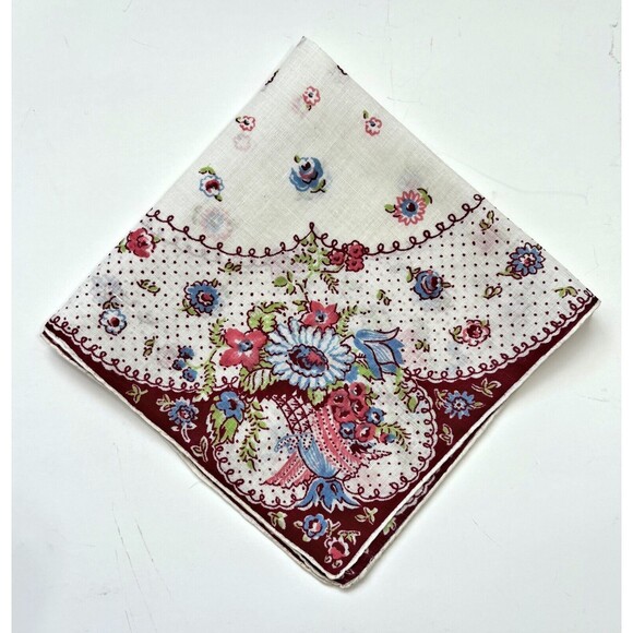 Linen Calico Bridesmaid Wedding Handkerchief Vintage Cottagecore Floral Dainty - Picture 1 of 5